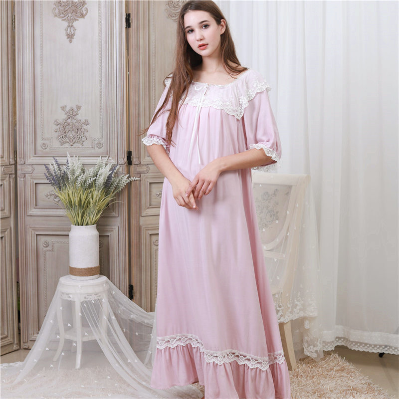 Elegant Sleepwear Women Nightgown Sleep Shirt Night Dress Vintage ...