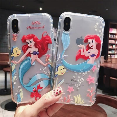 Cartoon Little Mermaid Phone Case for iPhone X  XR Xs Max 7 6s 6 plus 8 plus Case Soft Cover