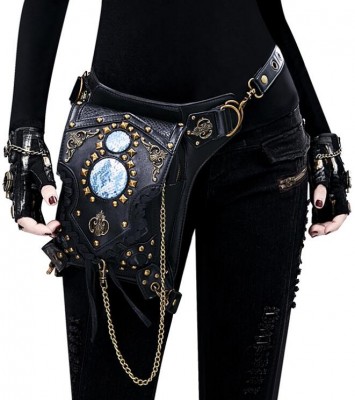 Buy steampunk waist bag Gothic Leather Cross Body Bags Victorian