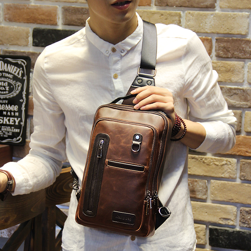 mens chest bag leather