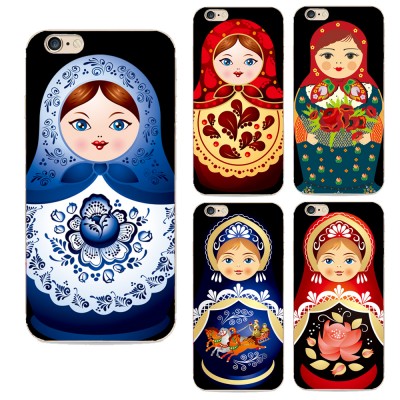 cartoon phone cases back cover for Apple iphone 6 case Lovely cartoon Russian dolls pattern painted case for iphone 6s cases TPU cover cartoon cases