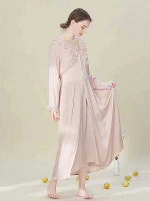 STJDM Nightgown,Nightgown Cotton Women Long Sleeve Sleepwear Robe Set  Autumn Elegant Vintage Design L Robe : : Home