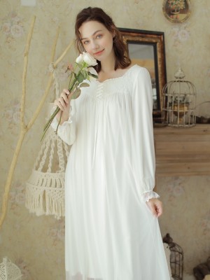 New White Sleepwear Women Homewear Dress Medieval Retro European ...