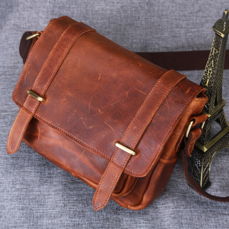 cowhide leather messenger bag