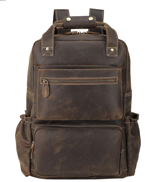 Original Brand Mens Leather Backpack 15.6 inch Laptop Backpack Large ...