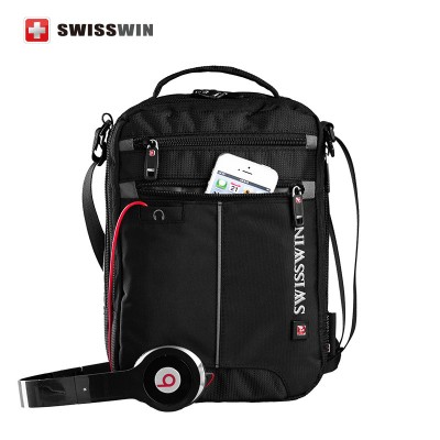 Swisswin Messenger Shoulder Bag 11 Inch Black Bag For Ipad Handy Crossbody Bag For Students Casual Oxford Messenger Satchel